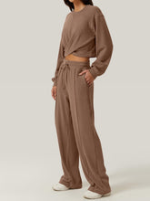 Load image into Gallery viewer, Cross You Round Neck Top and Drawstring Pants Set
