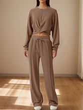 Load image into Gallery viewer, Cross You Round Neck Top and Drawstring Pants Set
