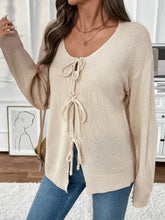 Load image into Gallery viewer, Perfee Tied Round Neck Long Sleeve Cardigan
