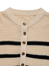 Load image into Gallery viewer, Always Here Striped Half Button Long Sleeve Sweater
