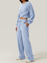 Load image into Gallery viewer, Cross You Round Neck Top and Drawstring Pants Set
