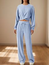 Load image into Gallery viewer, Cross You Round Neck Top and Drawstring Pants Set
