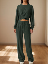 Load image into Gallery viewer, Cross You Round Neck Top and Drawstring Pants Set
