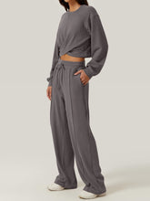 Load image into Gallery viewer, Cross You Round Neck Top and Drawstring Pants Set
