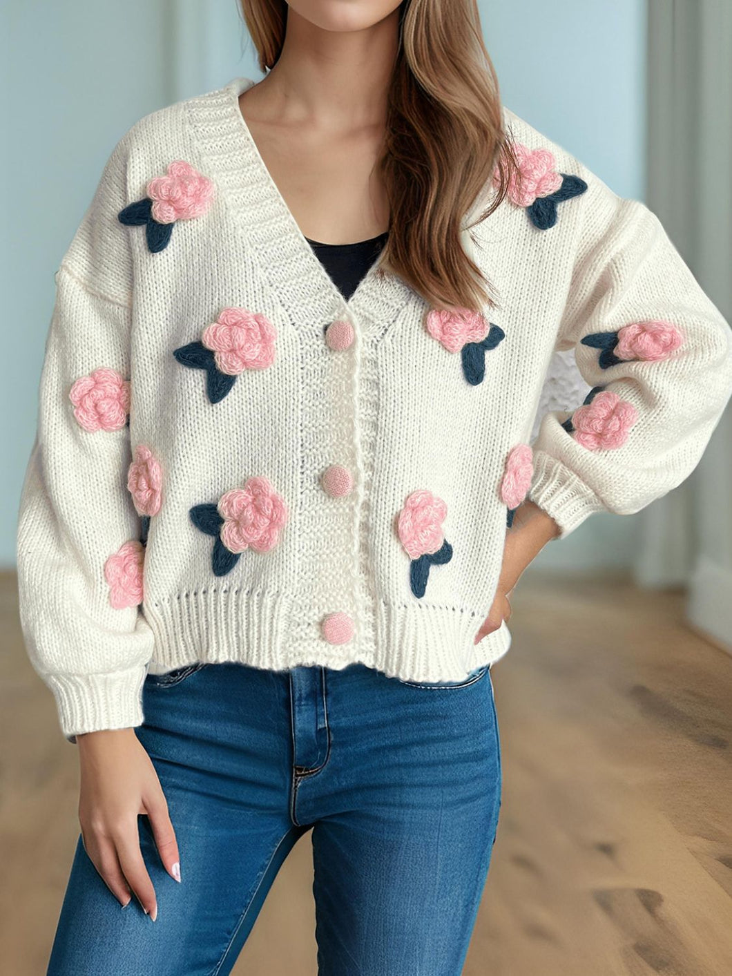 Rosa V-Neck Long Sleeve Cardigan