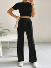 Load image into Gallery viewer, Sleek and Simple Top and High Waist Pants Set
