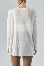 Load image into Gallery viewer, Round Neck Slit Sheer Tunic Sports Top
