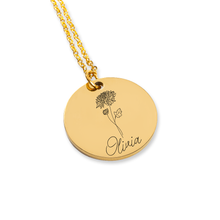 Load image into Gallery viewer, Name &amp; Birth Flower Necklace
