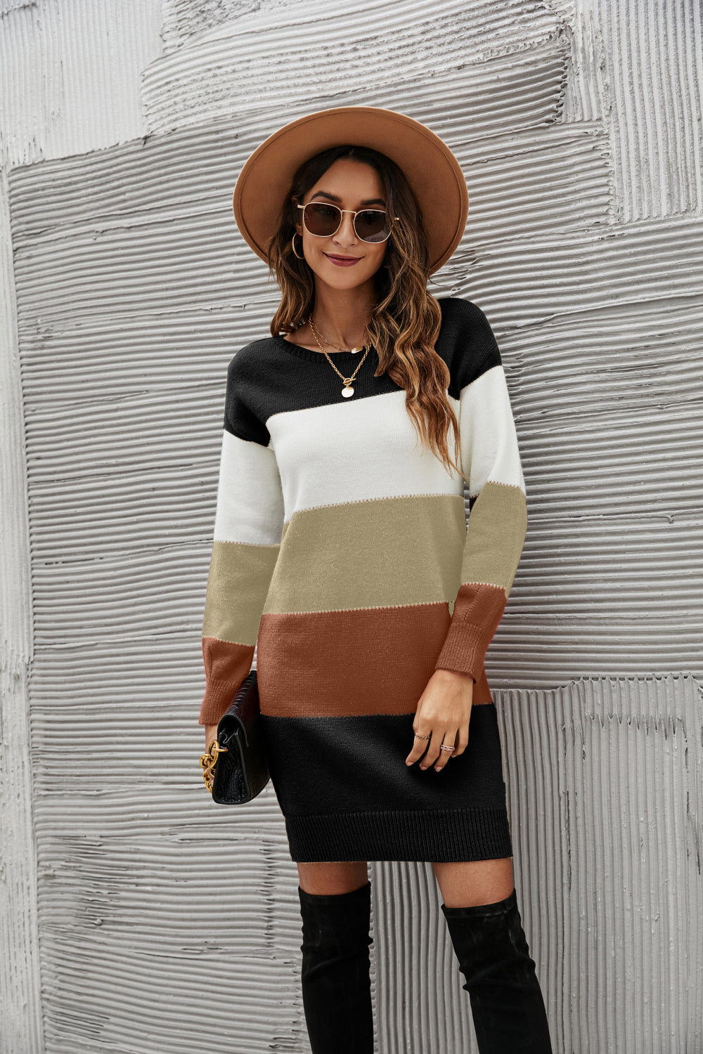 Block You Out Sweater Dress