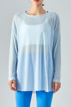 Load image into Gallery viewer, Round Neck Slit Sheer Tunic Sports Top
