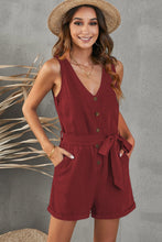 Load image into Gallery viewer, Linen Life Sleeveless Romper
