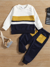 Load image into Gallery viewer, Kids Striped Sweatshirt and Pocketed Pants Set
