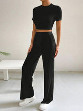 Load image into Gallery viewer, Sleek and Simple Top and High Waist Pants Set

