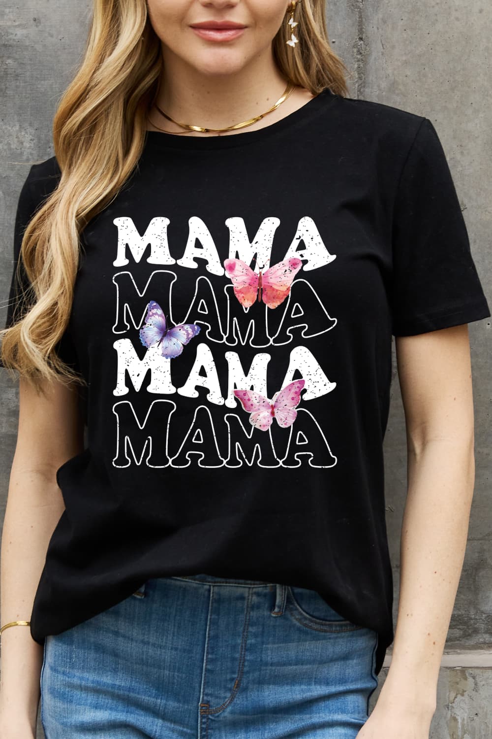 MAMA Butterfly Graphic Cotton T-Shirt