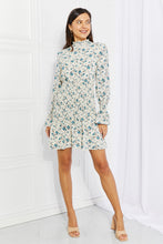 Load image into Gallery viewer, Meadowscape Floral Smocked Mock Neck Mini Dress
