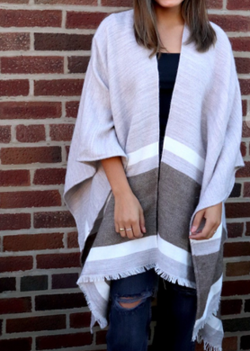 Let's Taupe About it Poncho - Every Stitch Boutique